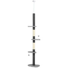 PawHut 88.5" - 100.5" Floor-To-Ceiling Cat Tree with Scratching Posts - Grey-Height ranges from 88.6" (225 cm) to 100.4" (255 cm) with the tension rod 