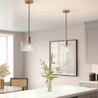 Hudson&Canal Henri 10" Wide Pendant with Glass Shade - Brass/Clear-Includes an adjustable 8 ft. cord
