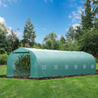 Outsunny - Serre de jardin à grande entrée 26 pi x 10 pi x 7 pi avec cadre en acier, vert-Comprend 12 fenêtres enroulables avec moustiquaires et une porte avant zippée pour la circulation de l'air
