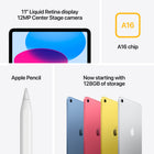 Apple iPad 11" - Liquid Retina Display - Wi-Fi + Cellular - A16 Chip - 128 GB - Silver-Unlock and pay with Touch ID: Touch ID is built into the top button, so you can use your fingerprint to unlock your iPad, sign in to apps and make payments securely with Apple Pay
