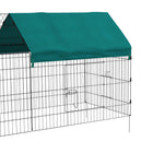 PawHut 87" Small Animal Cage with Roof - Green-Covered with a shade roof to prevent the UV 