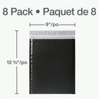 Quality Park - Enveloppes à bulles en poly avec fermeture pelable Redi-Strip - 11 po L x 8,25 po l - noir - paquet de 8-La taille utilisable de l’enveloppe à bulles est de 11 po L x 8,25 po l; les dimensions globales sont de 12,75 po L x 9 po l