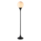 Hudson&Canal - Lampadaire Torchère Mahdi avec abat-jour en verre - Bronze noirci/Blanc lait-Associé à un abat-jour globe fermé en verre de lait blanc