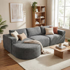 HOMCOM L-Shaped Cloud Sectional Sofa with Chaise - Dark Grey-Breathable chenille fabric is comfortable for lounging, reading, or movie nights