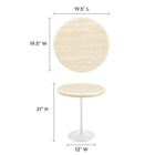 Modway Lippa 20" Round Faux Travertine Side Table - White Travertine-Chip-Resistant White  Metal Base