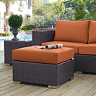 Modway Convene Outdoor Patio Fabric Square Ottoman - Espresso/Orange-Powder Coated Aluminum Frame