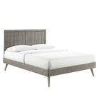 Modway Alana Wood Queen Platform Bed with Splayed Legs - Grey-Queen Headboard With Panel Detail