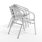 Chaise de restaurant empilable commerciale pour intérieure/extérieure en aluminium avec dossier à trois lattes et appuis-bras-Appuis-Bras intégrés