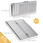 HOMCOM 3' Compact and Portable Folding Wheelchair Ramp Aluminum - Silver-Folds up, when not in use, for carry, transportation, and easy storage 