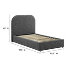 Modway Keynote Upholstered Fabric Curved Twin Platform Bed - Heathered Weave Slate-Woven Heathered Fabric Upholstery