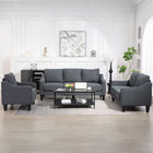 HOMCOM Armchair with Pocket Spring - Thick Padded for Living Room - Charcoal Grey-Multi-layer board frame for lasting support 
