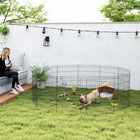 PawHut 30" H Foldable 12 Panel Metal Exercise Pet Playpen - Black-Secure lock door for convenient entry/exist and ensures great safety 