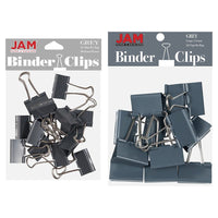 JAM Paper Colourful Binder Clips Assortment - Medium & Large - Grey - 27 Pack-Colour: Grey | Made of tempered steel for an extra strong hold