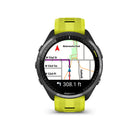 Garmin - Forerunner 965, lunette en titane DLC gris carbone avec boîtier noir et bracelet en silicone jaune/noir-Autonomie de la batterie : jusqu'à 23 jours d'autonomie en mode smartwatch, jusqu'à 31 heures en mode GPS
Parcourez n'importe quel itineraire en toute confiance à l'aide de cartes couleur integrees et d'un GPS multibande.