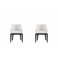 Manhattan Comfort Gansevoort 22.5" Modern Faux Leather Upholstered Dining Armchair - Cream - Set of 2-Modern Dining Armchair for Dining Room and Task Use. Set of 2