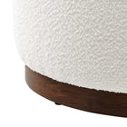 Modway Tilden Large 23" Round Boucle Upholstered Upholstered Ottoman - Cloud/Walnut-7