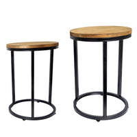 My Home My Living - Ensemble de 2 supports à plantes rustiques en bois et métal - Marron-Dimensions : Grande taille hors tout : 12" de diamètre x 17" de hauteur, Petite taille globale : 10,5 po de diamètre x 15 po de hauteur