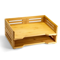 Officemate - Bac à courrier empilable en bambou - grain de bois naturel - Paquet de 2-Permet d'empiler et de ranger facilement les dossiers, les chemises, les lettres, le papier, les magazines, les livres, les documents, la littérature, etc. Vous aide à garder votre bureau libre de tout encombrement et bien organisé
