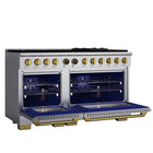 Kucht 60" KXP Series Dual Fuel Range Natural Gas - Stainless Steel/Gold-Full Stainless Steel range with professional handle will help you create the ultimate cooking experience