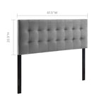 Modway Lily Biscuit Tufted Performance Velvet Queen Headboard - Grey-Velvet Polyester Upholstery