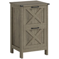 HOMCOM 2-Drawer Letter/A4 Filing Cabinet - Grey Wash-Enhances home office decor with a charming barn door look
