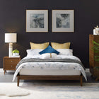 Modway Lodge Wood Full Platform Bed Frame - Walnut-Sturdy Mattress Foundation
