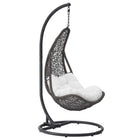 Modway - Abate Rotin en osier Terrasse extérieure Chaise à balançoire - Gris blanc-Fauteuil suspendu suspendu dans le patio extérieur