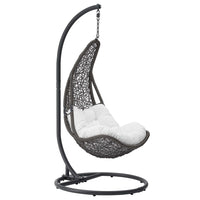 Modway - Abate Rotin en osier Terrasse extérieure Chaise à balançoire - Gris blanc-Fauteuil suspendu suspendu dans le patio extérieur