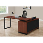 Monarch Specialties - 7713 Bureau 72 po - En Coin Executif Cerise/Noir-Le bureau est divisé en 2 sections : une grande surface de travail principale et une plus petite surface inférieure au-dessus de l'unité de rangement
