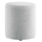 Modway Callum 16" Round Woven Heathered Fabric Upholstered Ottoman - Heathered Weave/Light Grey-Woven Heathered Fabric Upholstery