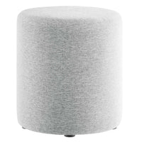 Modway Callum 16" Round Woven Heathered Fabric Upholstered Ottoman - Heathered Weave/Light Grey-Woven Heathered Fabric Upholstery