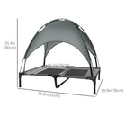 PawHut Portable Dog Cot with Canopy - Grey-Fabric is made of high density, breathable polyester to keep heat away 