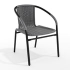 Chaise de restaurant empilable en rotin gris pour l’intérieur et l’extérieur (TLH-037-GY-GG)-Chaise de café empilable