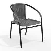Chaise de restaurant empilable en rotin gris pour l’intérieur et l’extérieur (TLH-037-GY-GG)-Chaise de café empilable
