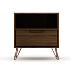 Manhattan Comfort Rockefeller 20.08" Mid-Century Modern 1-Drawer Nightstand - Brown-Mid-Century Modern Nightstand for Bedroom and Living Room Use