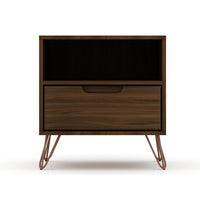 Manhattan Comfort - Table de nuit Rockefeller 20,08" style mi-siècle moderne à 1 tiroir - Marron-Table de chevet mi-siècle moderne pour chambre et salon