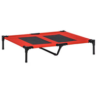 PawHut Elevated Dog Cot for XL Dogs - Red-Breathable mesh cover keeps pets cool 