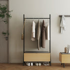 Manhattan Comfort - Paloma 38 po Placard Ouvert Suspendu Moderne Rembourré en Tissu Lin - Chêne Naturel-Comprend une tringle de suspension en métal noir robuste et des pieds encadrés pour le design et la durabilité