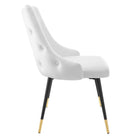 Modway Adorn Performance Velvet Dining Side Chair - White - 2 Pack-Black Tapered Legs