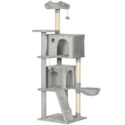 PawHut - arbre à chat 63 po avec poteaux à griffer en sisal, condos - gris clair-Comprend un condo, un hamac et des plateformes, répondant à tous les besoins de votre chat 