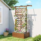 Outsunny Raised Garden Bed - Orange-Back trellis for climbing vines to grow up and around
