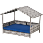 PawHut - Maison pour chien en osier avec coussin amovible lounge bleu foncé-Couleur classique café foncé avec un design élégant, cette maison pour animaux apporte un style moderne à votre espace intérieur et extérieur 