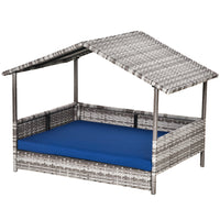 PawHut - Maison pour chien en osier avec coussin amovible lounge bleu foncé-Couleur classique café foncé avec un design élégant, cette maison pour animaux apporte un style moderne à votre espace intérieur et extérieur 