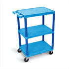 Luxor - Chariot plat en polyéthylène à 3 tablettes - 24" x 18" - capacité 300 lb - bleu-Chariot utilitaire polyvalent idéal pour servir, entreposer et plus encore