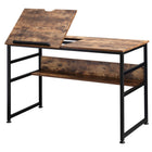 HOMCOM Adjustable Drafting Table with Storage Shelf - 47.25" L x 23.5" W x 29.5" H - Rustic Brown-Simple design in natural colour fits sturdy, home office, apartment, etc 