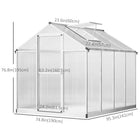 Outsunny 6' x 8' x 6.4' Polycarbonate Greenhouse - Silver- Convenient single hinged door design for easy access to the inside  
 