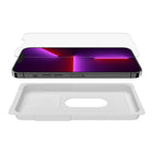 Belkin iPhone 14 Plus/iPhone 13 Pro Max Screen Protector - Tempered Glass - Antimicrobial-Treated - Clear-Flawless Application: Tempered Glass Anti-Microbial Screen Protector can be professionally applied to your phone by a trained professional, using a specially developed application system. If you can't make it to your local retailer, we've included an Easy Align tray for an easy, bubble-free home application.