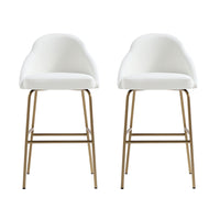 Manhattan Comfort Gracie 22" Modern Leatherette Upholstered Barstool - White and Gold - 2 Pack-Modern Barstool with Backseat Perfect for Bar and Kitchen Use. Set of 2