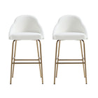 Manhattan Comfort - Gracie tabouret de bar moderne de 22 po en similicuir blanc et or, lot de 2-Tabouret de bar moderne avec dossier parfait pour une utilisation au bar et dans la cuisine. Ensemble de 2