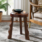 Modway Sorrel Carved Wood Stool - Walnut-Round Top with 3 Legs